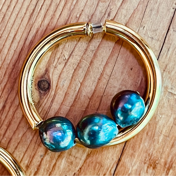 πΊπHPππΊ NWT Cult Gaia Leonie Freshwater Black Pearl Earrings - Picture 7 of 16